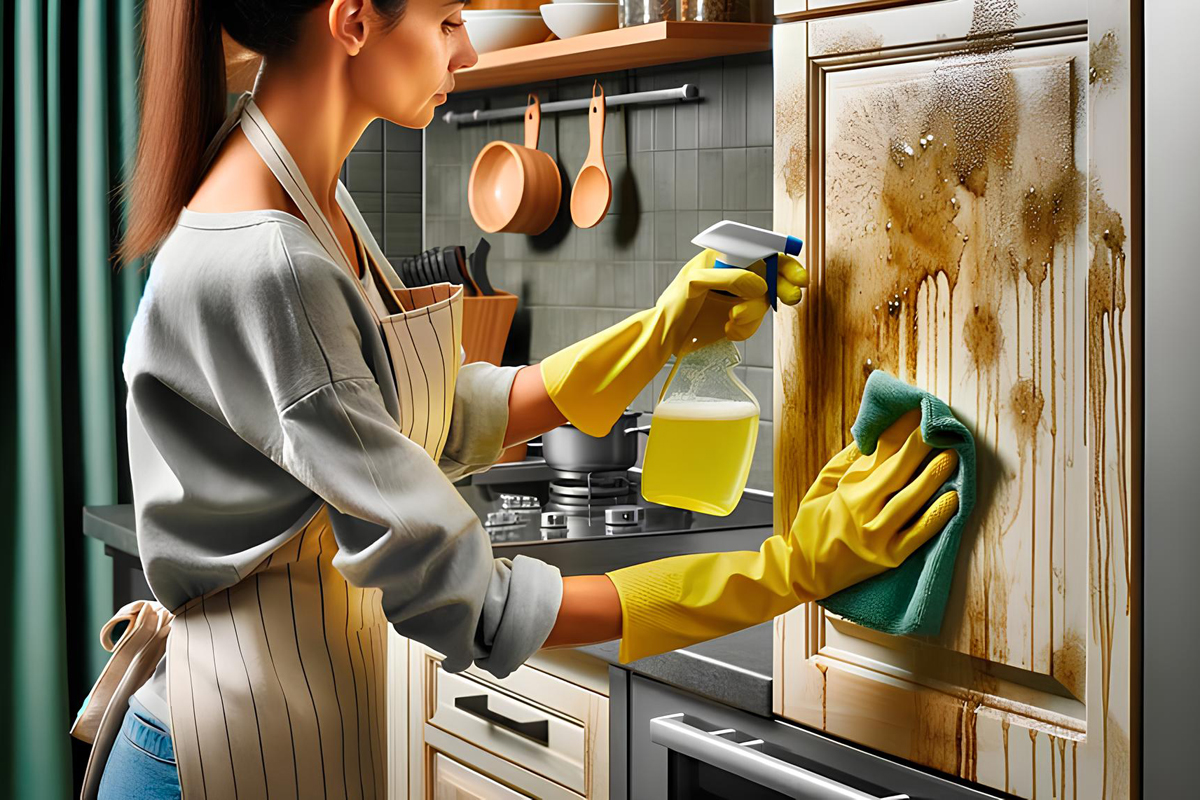 Как избавиться от жира на кухонных шкафах